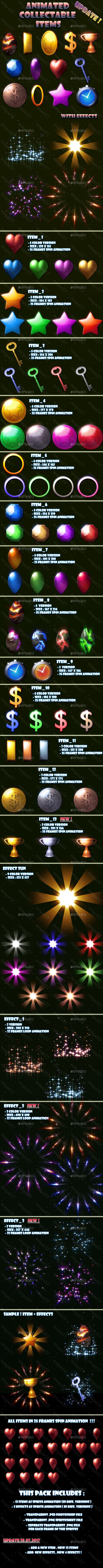 Animated Collectable Items - Sprites Game Assets