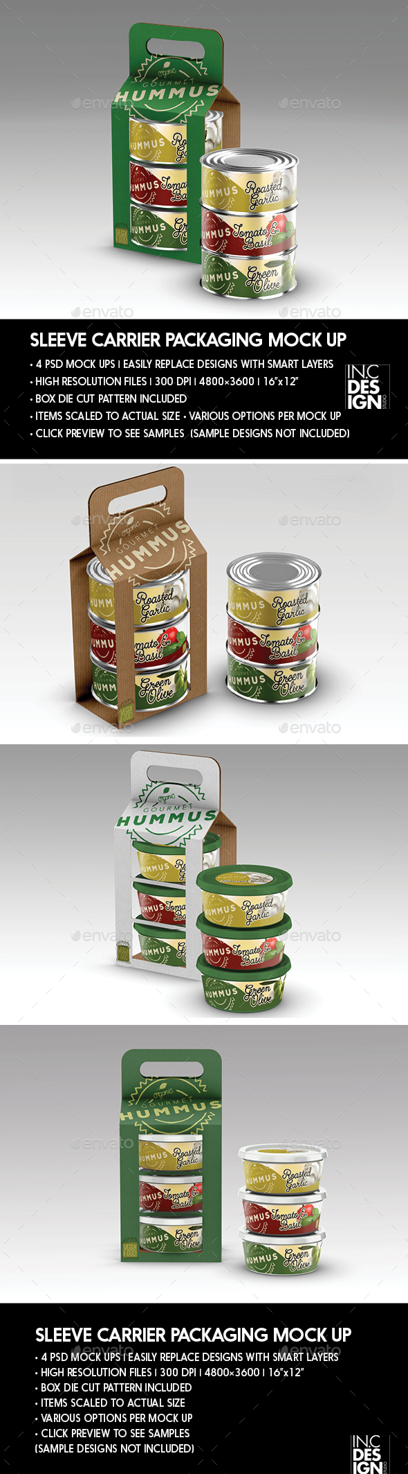 Packaging Mock Up Sleeve Carrier for Cans or Tubs