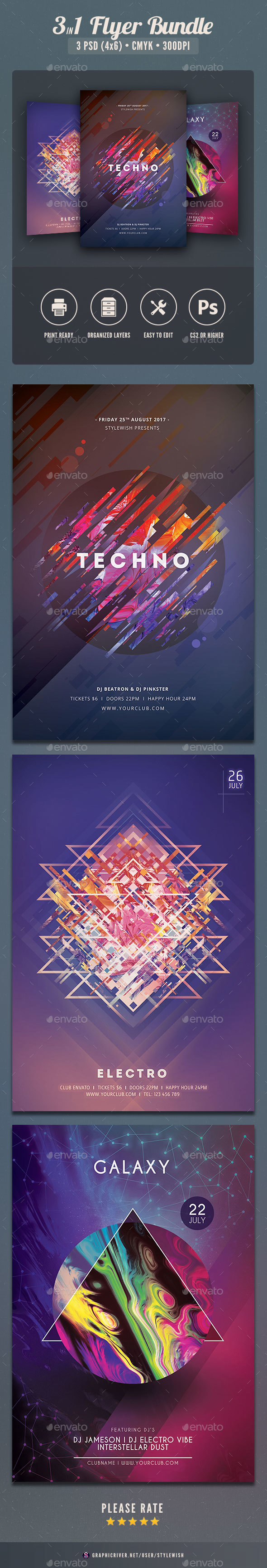 Abstract Flyer Bundle Vol.03 - Clubs & Parties Events