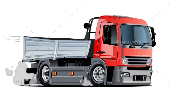 Cartoon Delivery or Cargo Truck - Man-made Objects Objects
