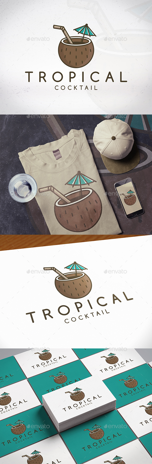 Tropical Cocktail Logo Template - Food Logo Templates