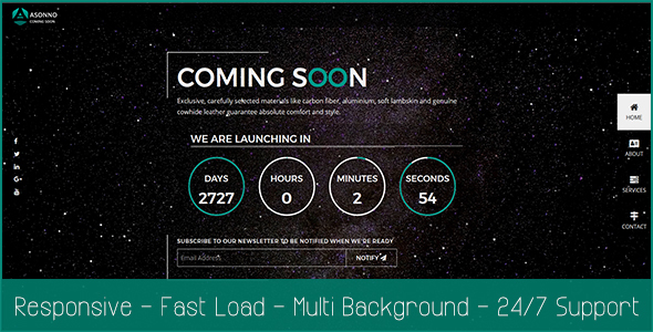 Asonno Coming Soon HTML5 Responsive Template