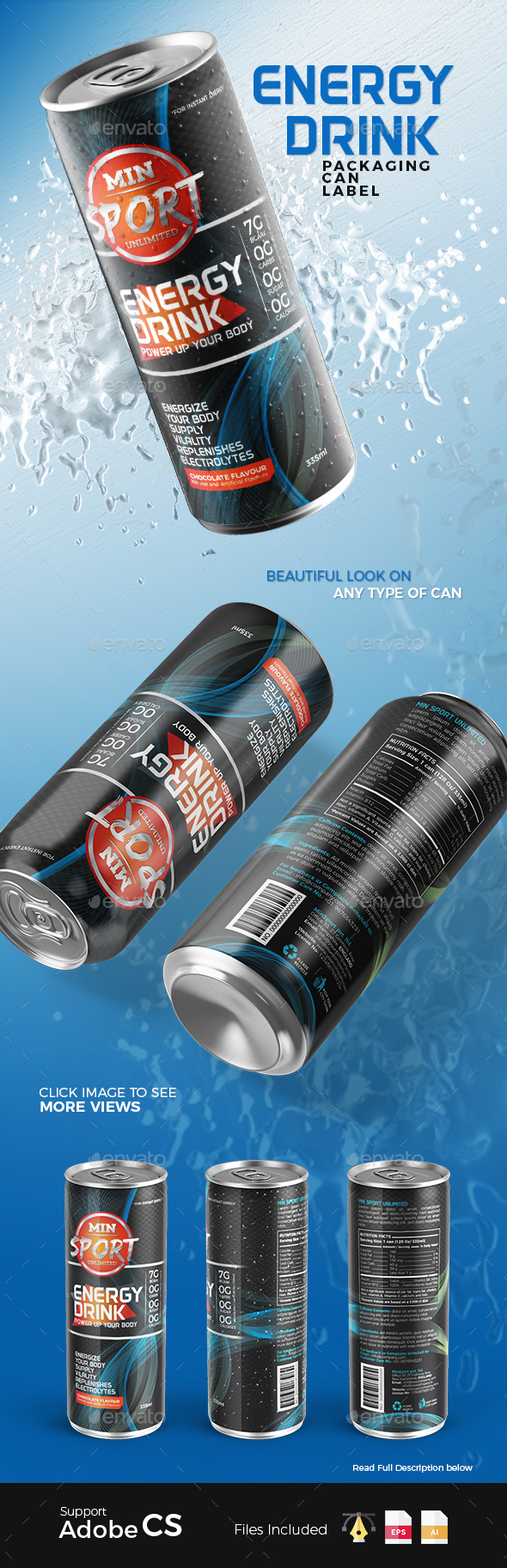 GraphicRiver Energy Drink Packaging Can Label 20408087 GraphicRiver Energy Drink Packaging Can Label 20408087