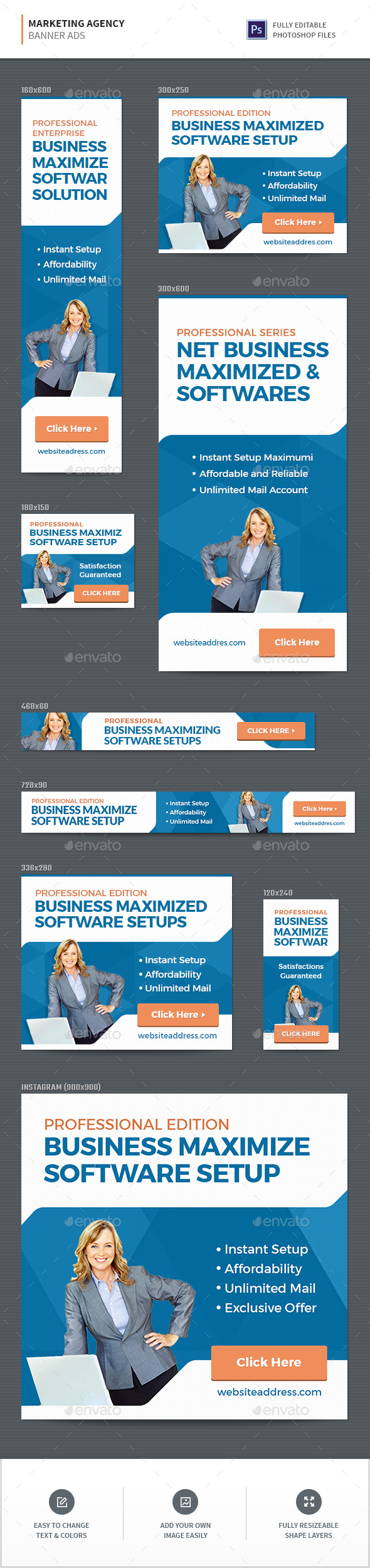 Marketing Agency Banners - Banners & Ads Web Elements
