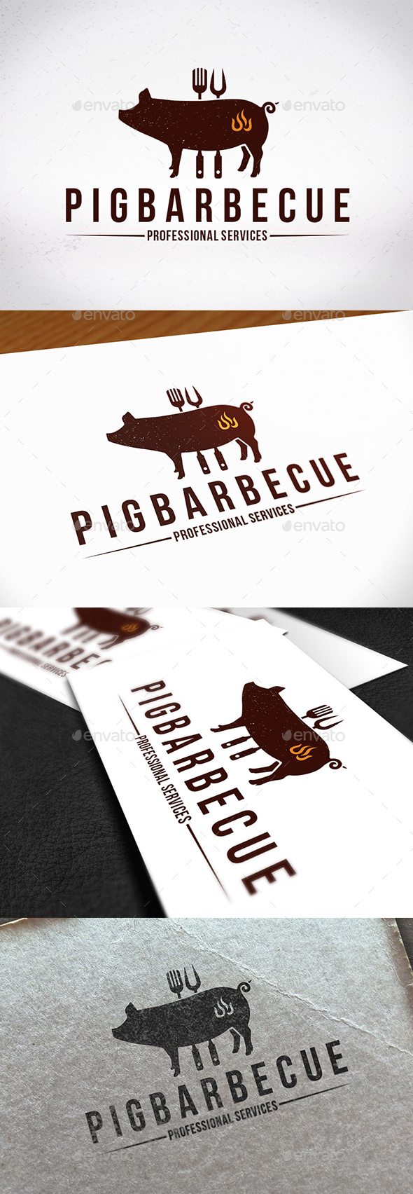 Pig Barbecue Creative Logo - Restaurant Logo Templates