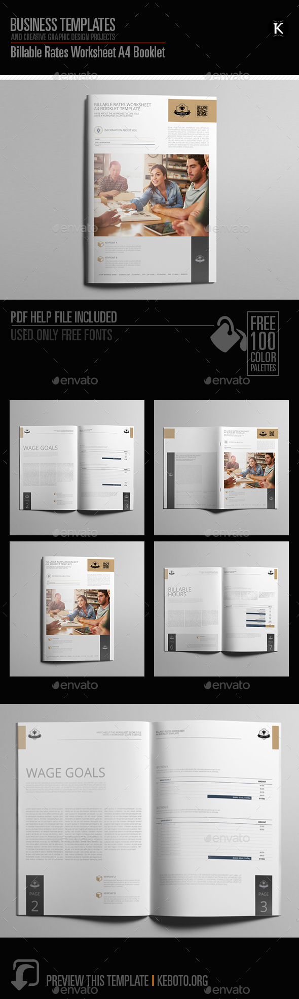 Billable Rates Worksheet A4 Booklet - Miscellaneous Print Templates