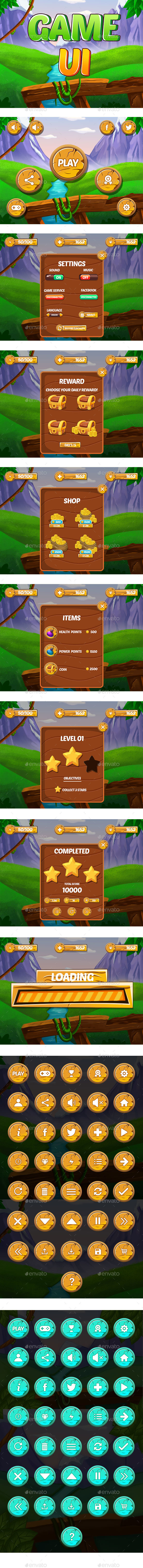 Full Game GUI Pack - User Interfaces Game Assets