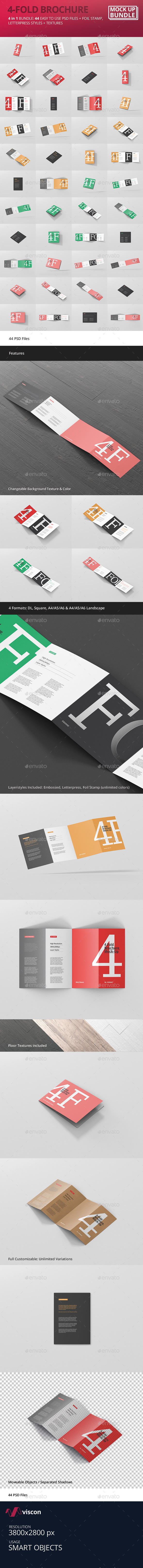 4-Fold Brochure Mockup Bundle - Brochures Print