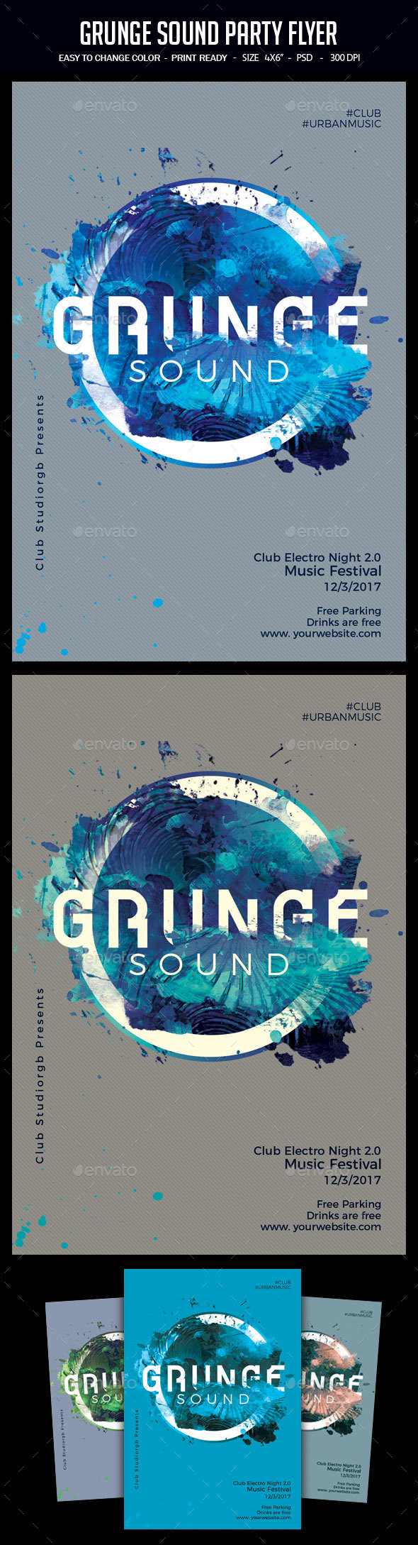 Grunge Sound Party Flyer - Clubs & Parties Events