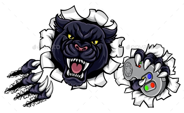 Black Panther Angry Sports Mascot - Animals Characters