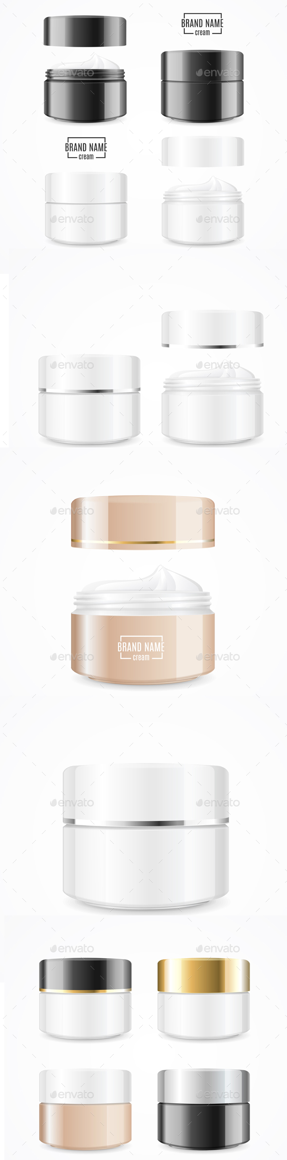 Realistic Cream Can Cosmetic Product Set - Man-made Objects Objects