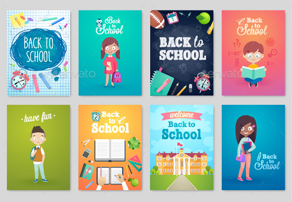 Back To School Card Set - People Characters