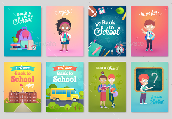 Back To School Card Set - People Characters