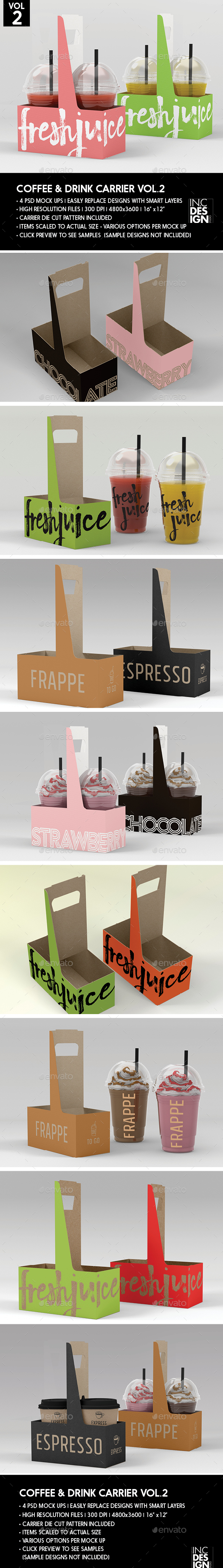 Coffee or Drink Take out Carrier Vol.2 Packaging Mock Up