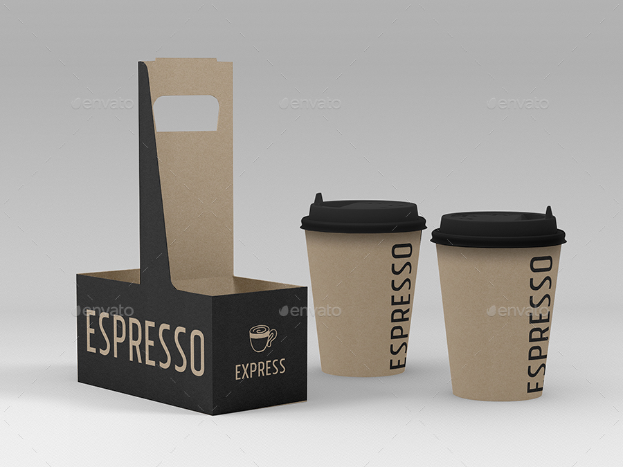 Download Coffee or Drink Take out Carrier Vol.2 Packaging Mock Up by ina717