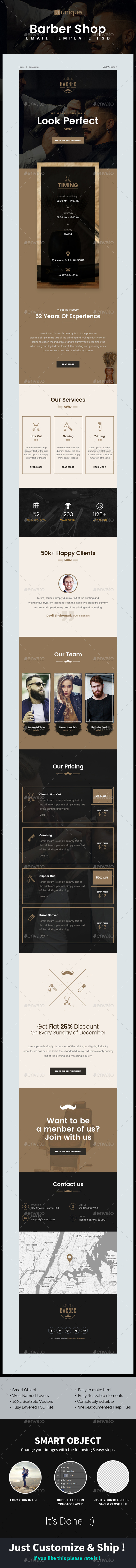 Barber Shop Email Template PSD - E-newsletters Web Elements