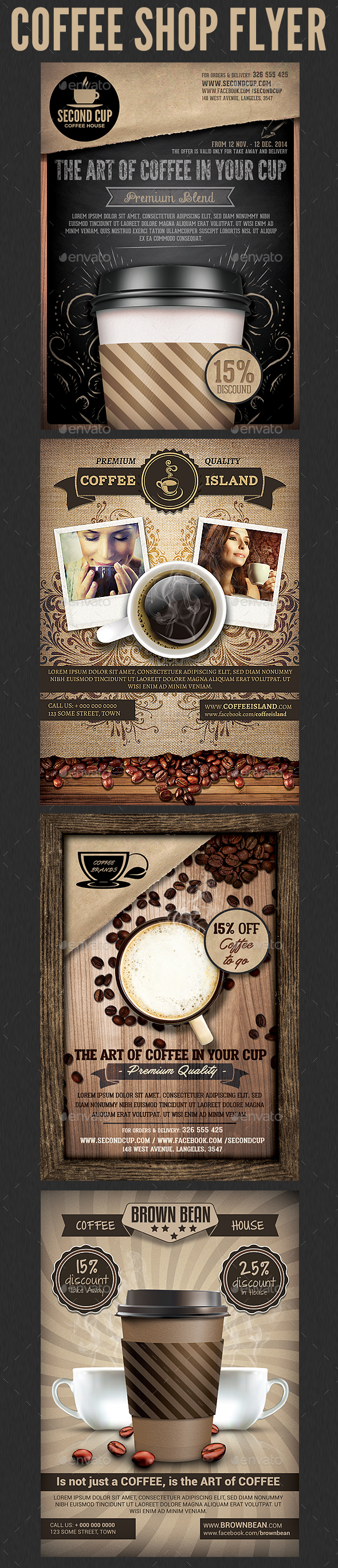Coffee Shop Promotion Flyer Template Bundle - Flyers Print Templates