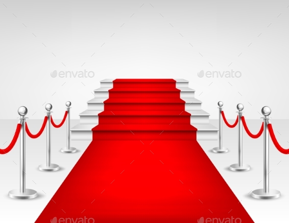 Realistic Vector Red Event Carpet, Silver Barriers - Miscellaneous Seasons/Holidays