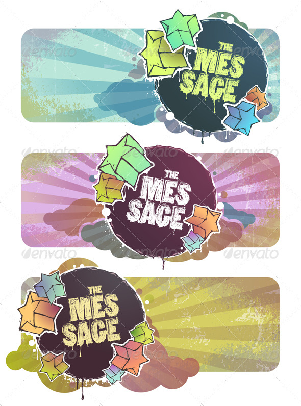 Set of retro hand-drawn banners