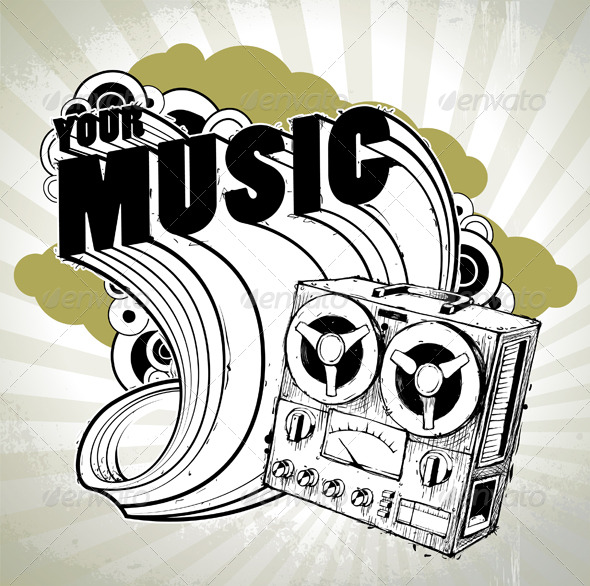 Hand-drawn musical poster - Vectors
