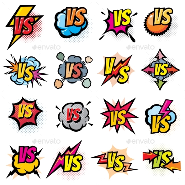 Battle Competition Versus Vector Logos Set - Web Elements Vectors