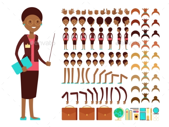 Flat Female Teacher or Professor Character - People Characters