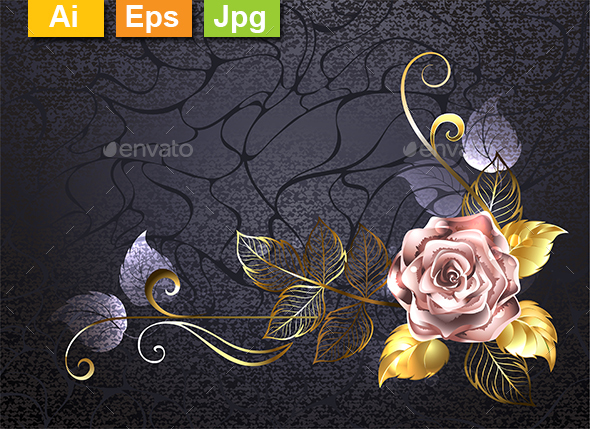 Rose from Pink Gold - Flourishes / Swirls Decorative