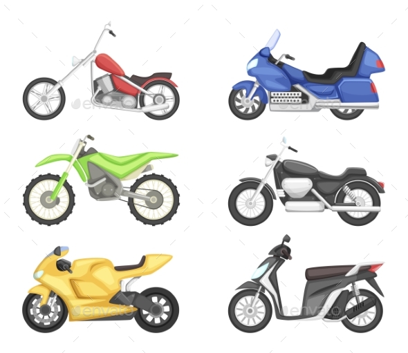 Chopper, Cruiser Sport Bike and Others Types - Objects Vectors