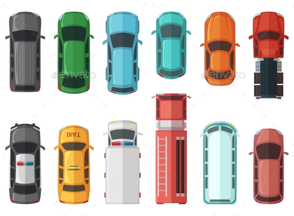 Pictures of Transportation Top View. - Objects Vectors