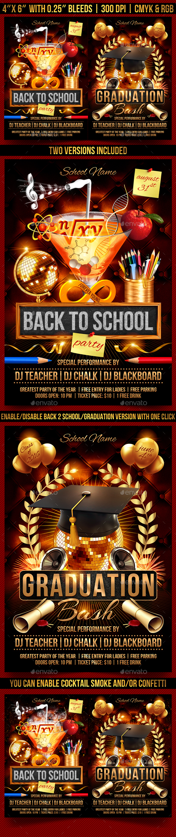 Back to School and Graduation Flyer - Clubs & Parties Events