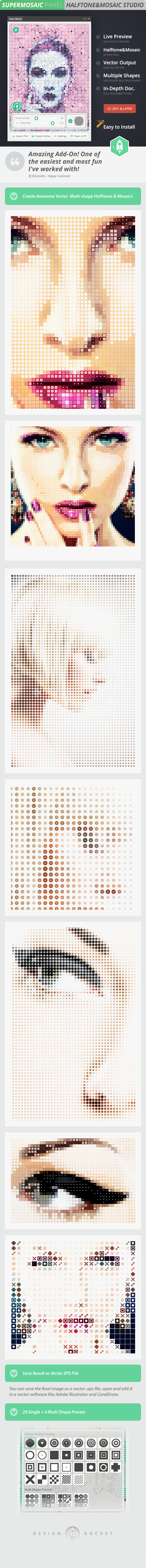 SuperMosaic - Awesome Multip-Shape Halftones and Mosaics - Photoshop Add-ons