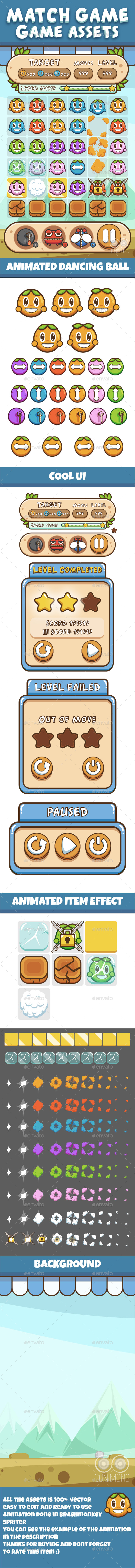 Dancing Fruit Ball: Match Game Assets Pack - Game Kits Game Assets