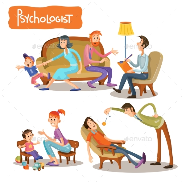 Set of Vector Cartoon Illustrations the Patient - People Characters