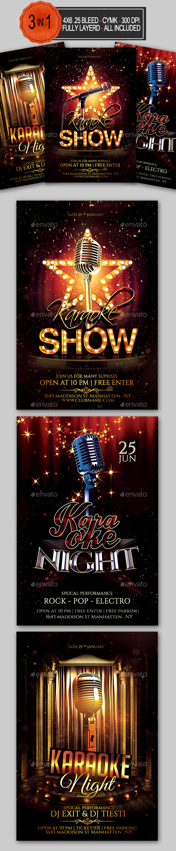 Karaoke Flyer Bundle - Clubs & Parties Events