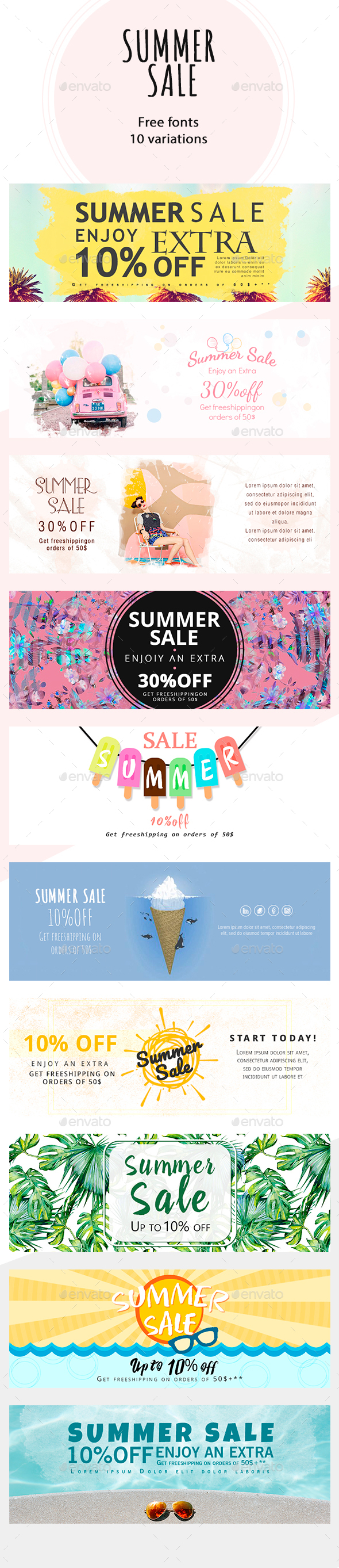 Sale Summer Banners - Banners & Ads Web Elements