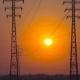 Sunrise on a Background of a High-voltage Line - VideoHive Item for Sale