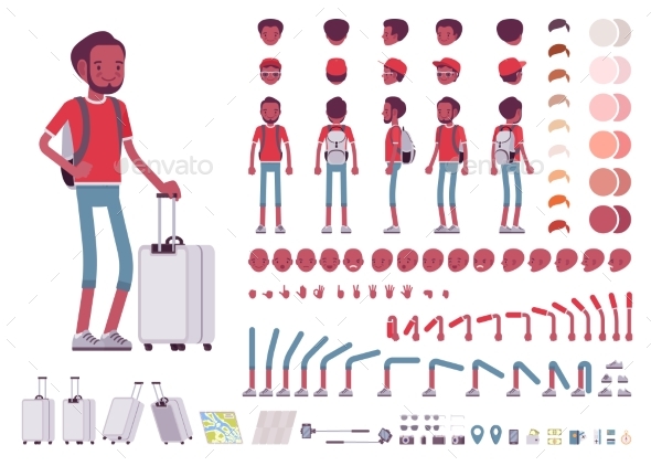 Male Tourist with Trip Luggage - Travel Conceptual