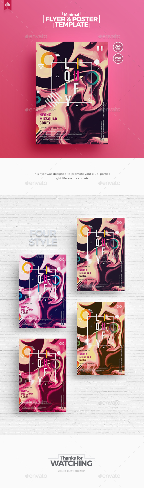 Minimal A4 Flyer Template V.6 - Clubs & Parties Events