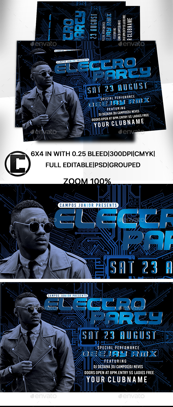 Electro Party - Flyer Template - Clubs & Parties Events