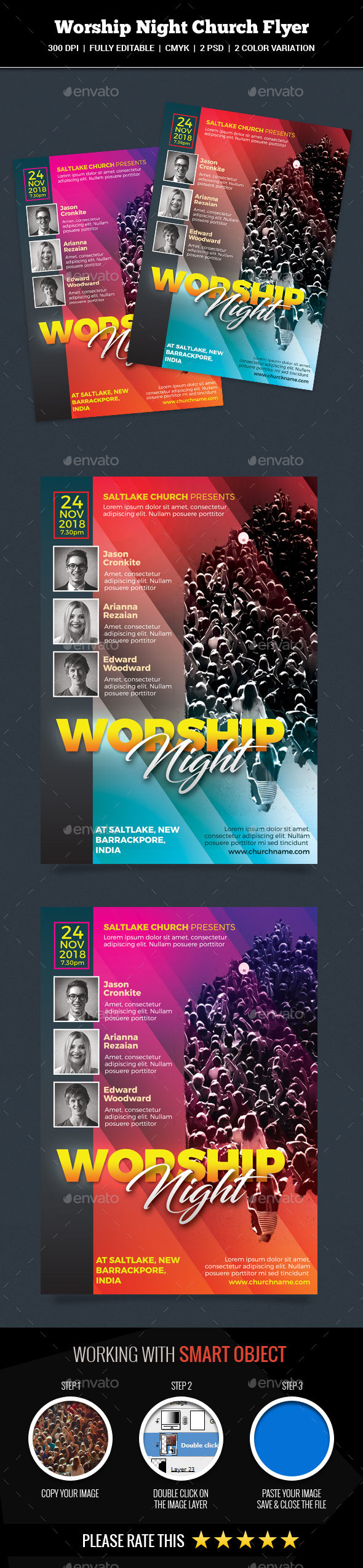 Worship Night Church Flyer - Church Flyers
