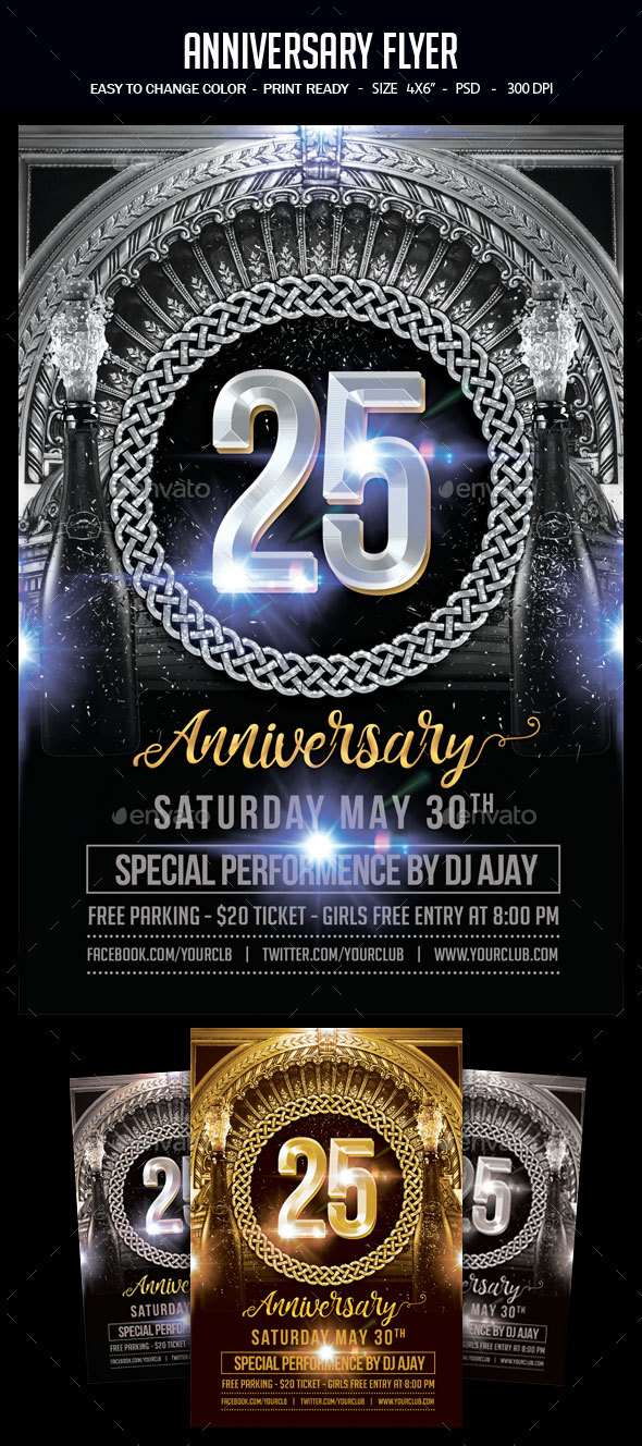 Anniversary Flyer - Clubs & Parties Events