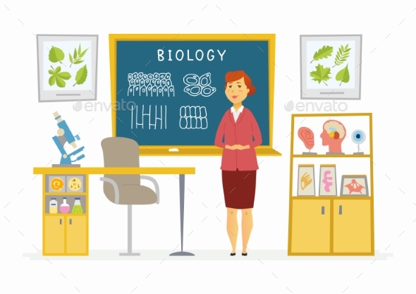 Biology Classroom - Female Teacher Composition - People Characters