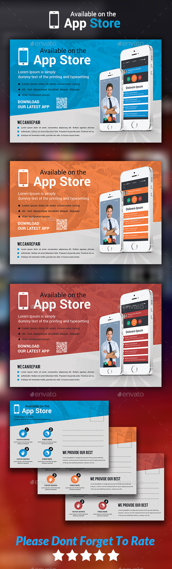 Mobile App Postcard Templates - Cards & Invites Print Templates