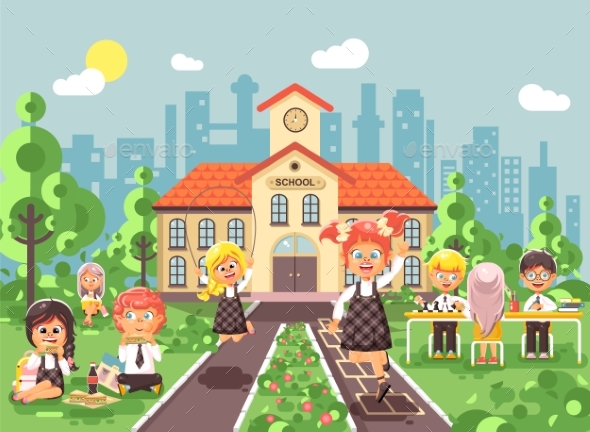 Vector Illustration Children Characters Schoolboy - People Characters
