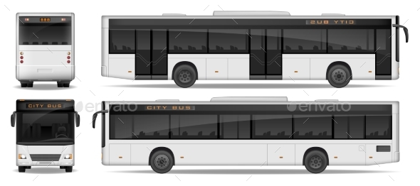 Realistic City Bus Template Isolated on White - Miscellaneous Vectors