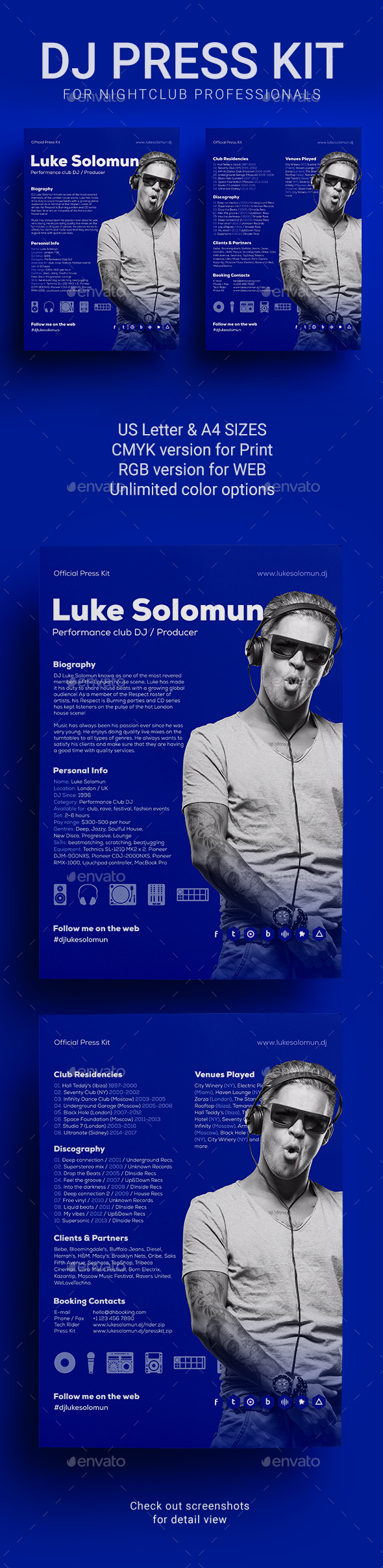 ProDJ - DJ Press Kit / DJ Resume / DJ Rider PSD Template