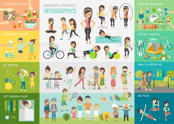 Healthy Lifestyle Infographic - People Characters