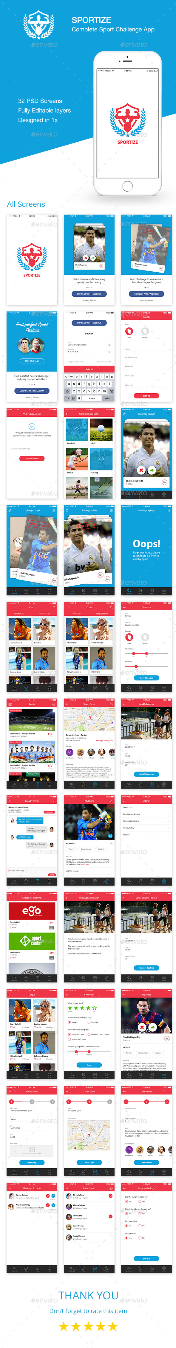 Sportize App UI Kit - User Interfaces Web Elements