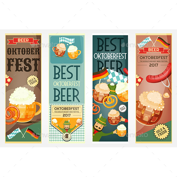 Oktoberfest Beer Festival Banners Set - Food Objects