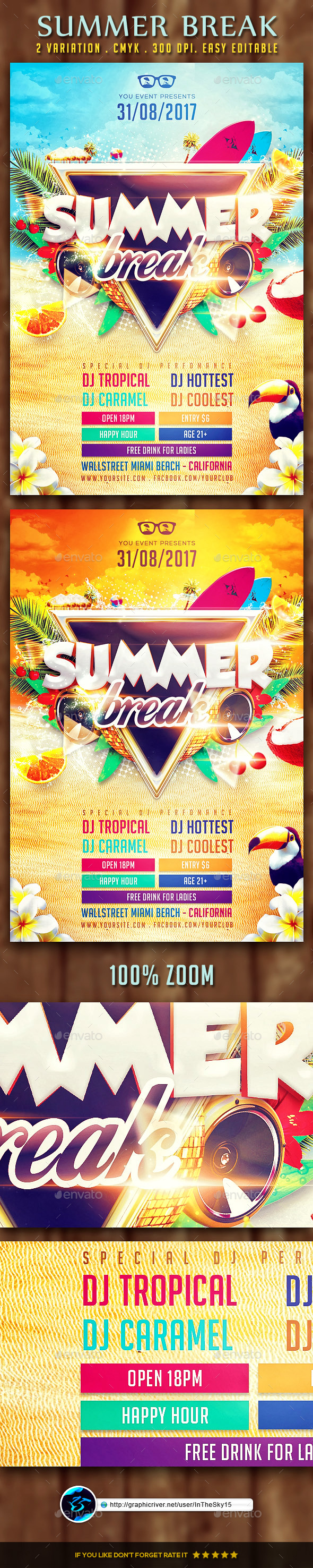 Summer Break Flyer Template